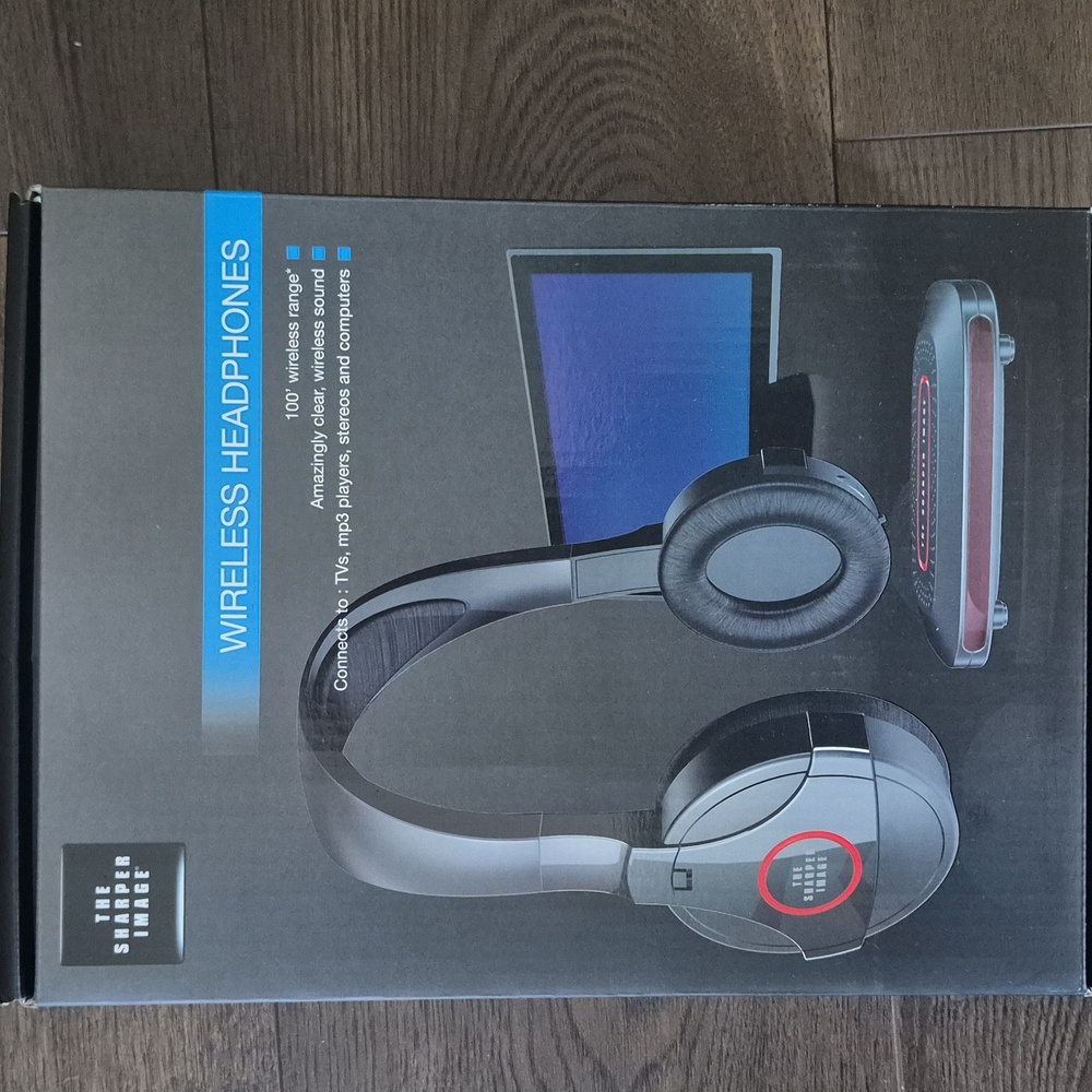 NIB Sharper Image Black Wireless Headphones